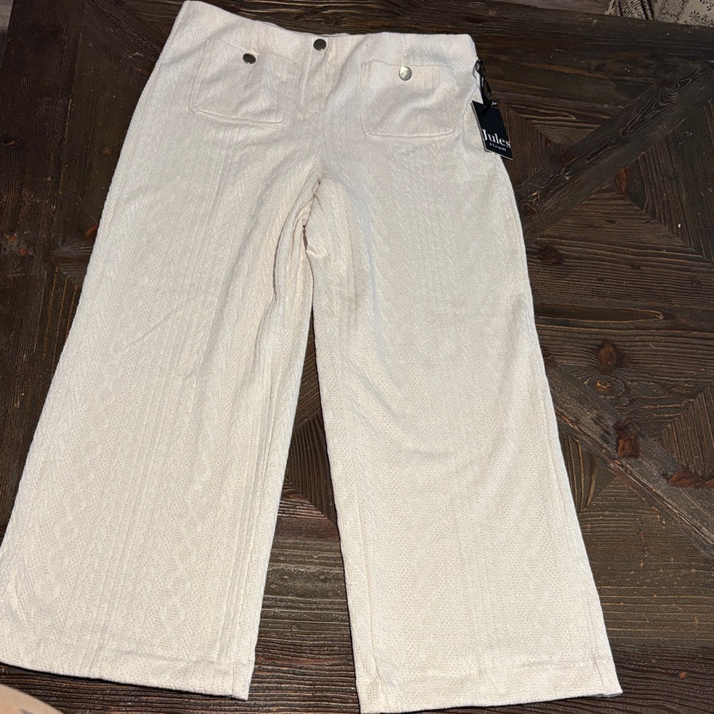 Jules & Leopold Cream Wide-Leg Pants